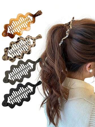 1pc Large Wavy Banana Hair Clip, Glossy & Matte Leopard Print Serrated Hair Claw Clips, Anti-Slip No Crease Strong Hold Styling Clasp,Stylish Elegant Lightweight Acrylic Hair Accessory For Women&Girls, Suitable For Autumn And Winter, Daily Wear, Thick Thin Hair,Ponytail Holder ,Vacation, Styling Hair Claws Hair Clips Hair Accessories, Hair Slide, Hair Barrettes