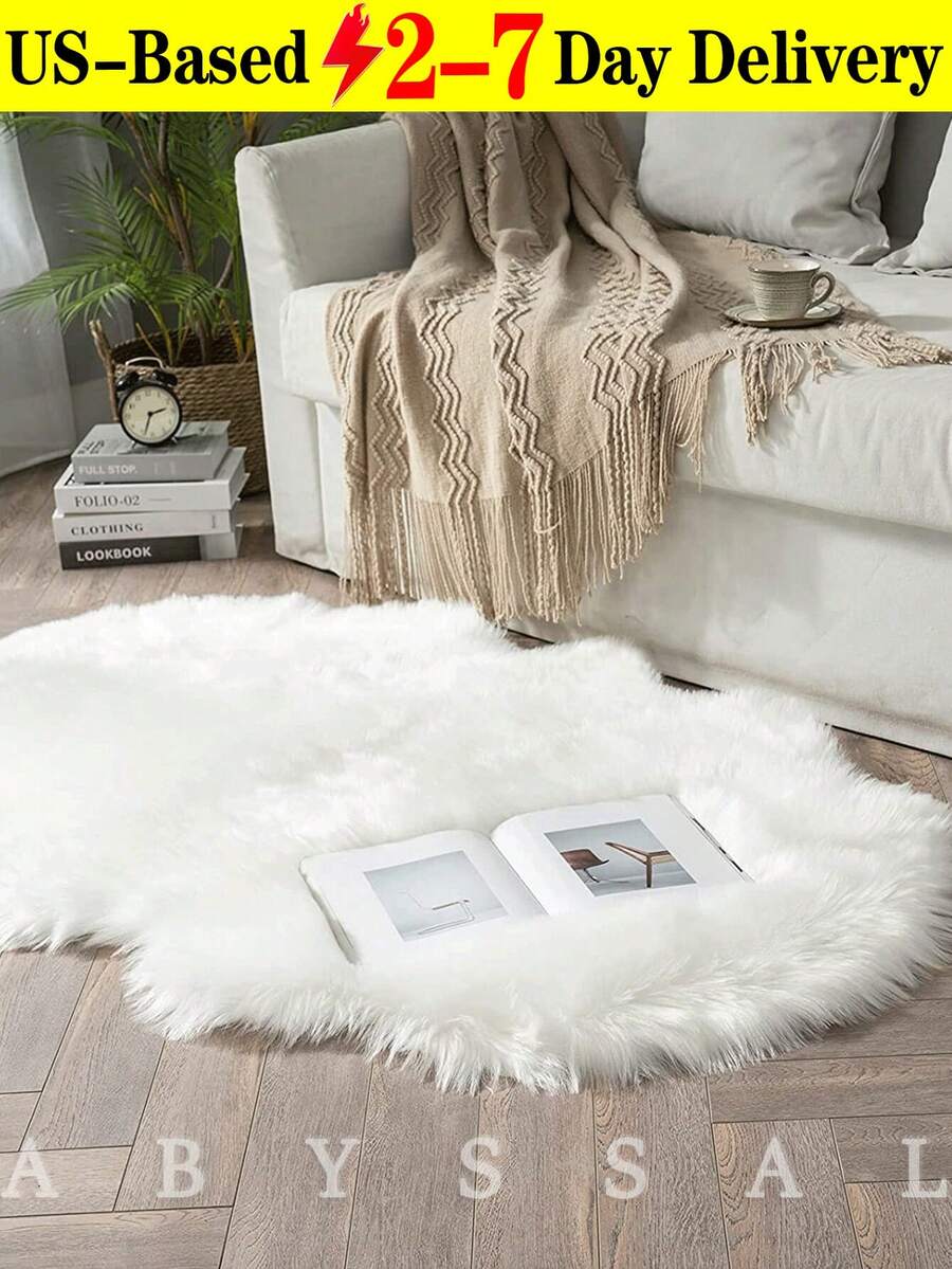 1pc Solid Fuzzy Rug, Modern Polyester Floor Carpet For Home ,Room Decor ...