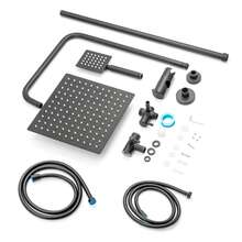 8/10-Inch Square Adjustable Rainfall Handheld Shower Set – Chrome-Plated Thermostatic Mixer With Hose & Stainless Steel Bar For Overhead And Handheld Use - 10-inch - View 3