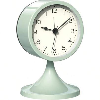 Reloj despertador analógico lindo de 3" HAWT®, reloj de mesa retro pequeño con luz, de metal, de funcionamiento silencioso a pilas, para decoración de sala de estar, dormitorio y mesita de noche, color verde