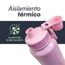 Termo de 1000ml Lincky. Vaso térmico para bebidas calientes y frías. Termos portátil de acero inoxidable ideal para viajes. - Rosa - Ver 4