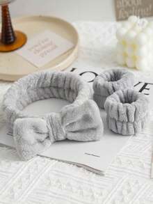 1/2/3Pcs Spa Headband For Washing Face Wristband Set,Skincare Headband And Wristband Set Headband Skincare Bathroom Wristband, Leopard Print Headband, Soft Bow Hair Band Skincare Headbands For Washing Face Women - Multicolor - View 7