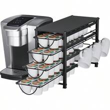 HFHOME Organizador de capsulas de cafe para encimera cajon de almacenamiento de metal de 4 niveles capacidad para 56 capsulas soporte para estacion de cafe para cocina oficina o hogar estante de - Cápsulas Black56 - Ver 1
