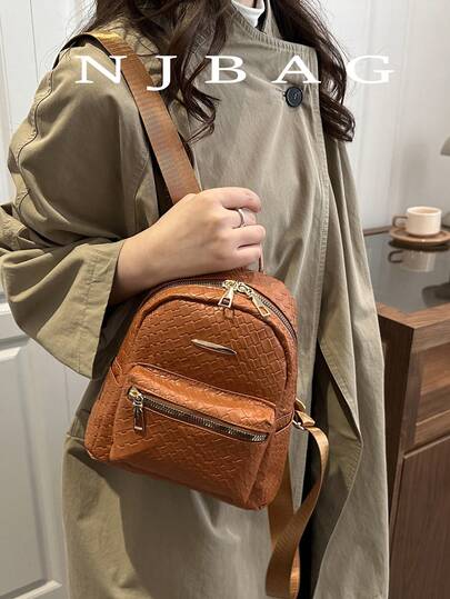 Fashion Bow Tie Classic Floral Pattern Women Backpack, Handbag, Shoulder Bag, Versatile Casual Zipper Backpack