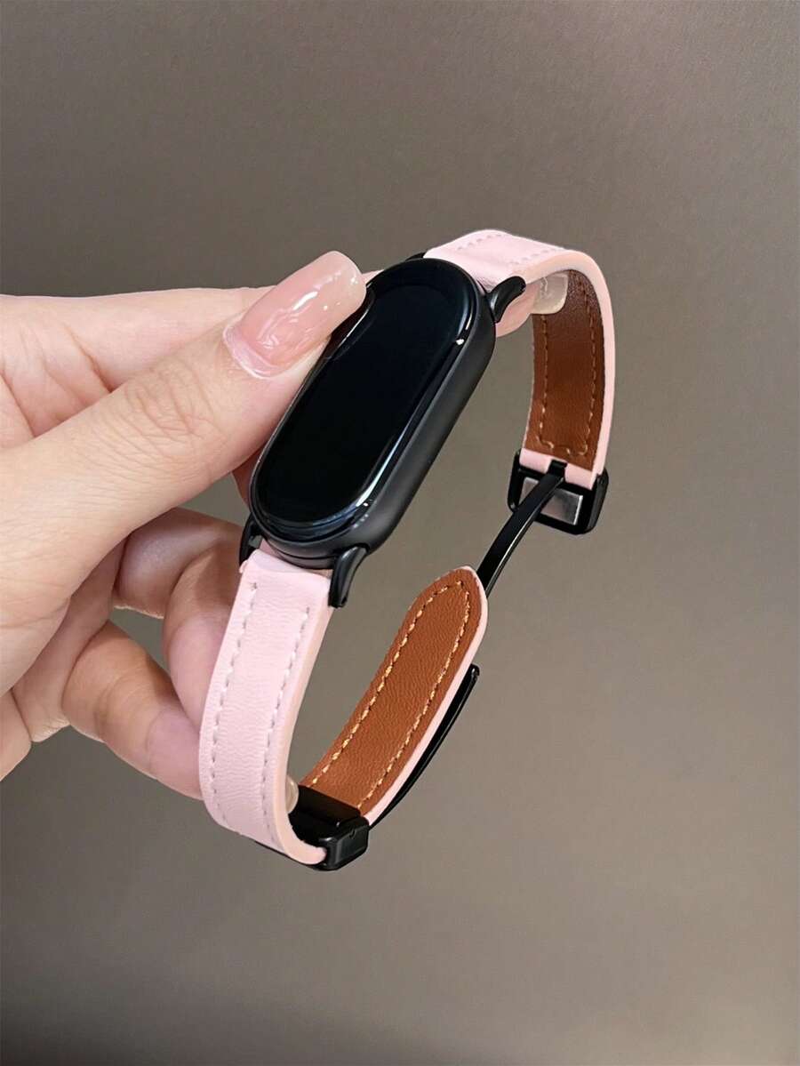 1pc Leather Magnetic Strap, Compatible With Xiaomi Mi Band 10/10NFC/9/9NFC/8/8NFC - Hồng - Xem 1