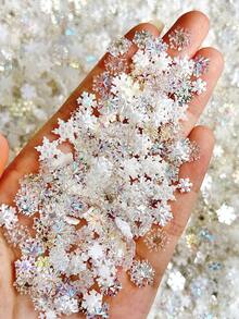 20/50PCS 3D Snowflake Nail Art Charms, Earrings & Hair Clips Set - Icy Aurora Effect