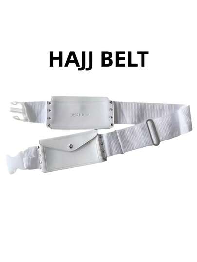 Adjustable White Hajj Belt, Multi-Functional