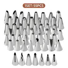 7/55pcs Stainless Steel Decorative Piping Tips Set - Heavy Duty Stainless Steel Cake Decorating Tools, Suitable For Cupcakes, Mousse, Pastries, Cookies, Ice Cream - Professional Baking Supplies For Home And Commercial Use - - - View 9