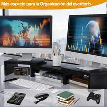 Soportes de Monitor de Computadora,Soporte para Monitor Doble, Ángulo y Longitud Ajustables, Base para Monitor Escritorio de Computadora - 1 - Ver 7