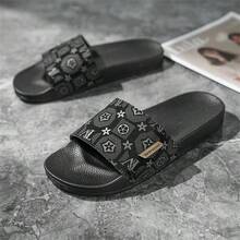 Men's Slippers, Special Printed Design Uppers + Metal Decor Men's Slippers, Soft EVA Flat Non-Slip House Slippers, Men's Beach Slippers, Super Comfortable Non-Slip Durable Men's Casual Slippers, Suitable For Daily, Casual, And Holiday Wear - Black - View 5