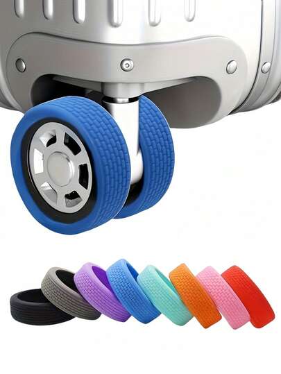 8pcs Luggage Wheel Covers, Silicone Luggage Wheel Protectors, Carry On Luggage Suitcases, Wear-Resistant, Anti-Noise, Sporty Style Travel Accessories - Easy To Install And Clean (The Diameter Is 5 Centimeters)