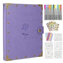 Mothers' Day Gift Leather Scrapbook Album, Purple Scrap Book Gift For Mom Grandma Couples Photo Memory Book Anniversary Wedding Scrapbook,LightPurple - LightPurple - 查看 1