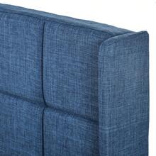 Upholstered Double Bed With Padded Headboard, 140x200cm, In Blue Linen, Medium Firmness (Mattress Not Included) - Blue - View 8