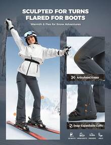 Women's-Snow-Ski-Pants Water-Resistant Fleece Lined Winter Hiking Snowboard Thermal Insulated 5 Pockets - Xám - Xem 4