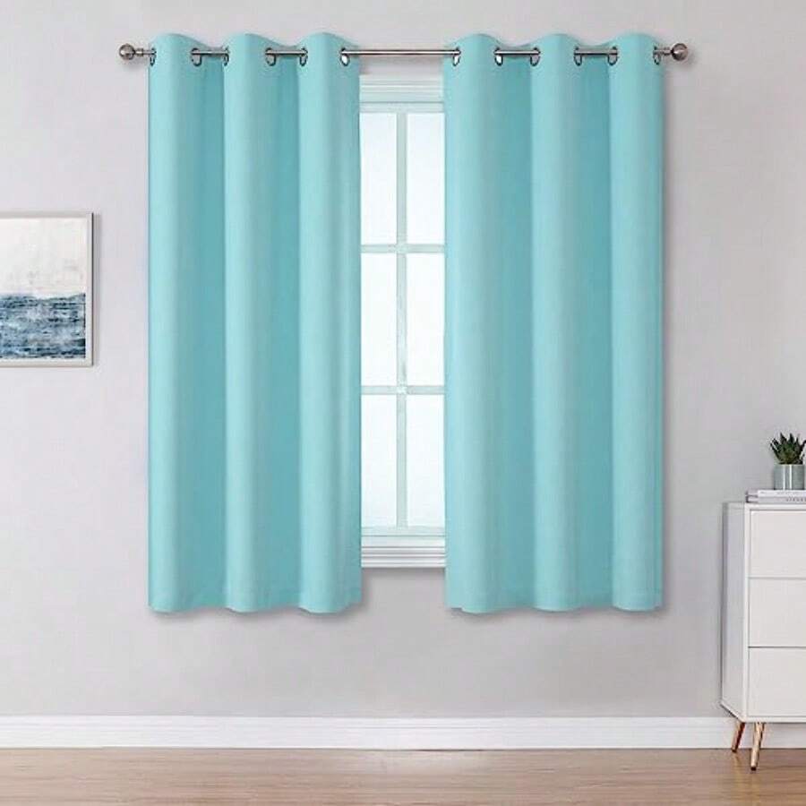 XZGB Aqua Curtains For Living Room Bedroom Light Blocking Window Curtains Triple Weave Room Darkening Curtain Panels Thermal Insulated Grommet Top 34X45 - Aqua - View 1