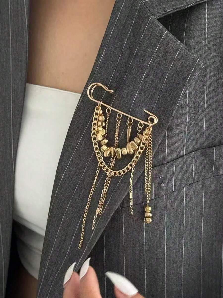 1 st klassisk modepersonlig konbrosch med tofs - Guld - Visa 1