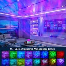 16 Colors Change With Music Rhythm, 2 Scenes - Ocean Waves And 3D Water Ripple Projection Light, Star Projector With Remote Control, Suitable For Decoration, Party, Starry Night Light. - 多色光 - 查看 7