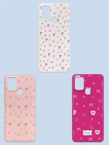 3 piezas Fundas de teléfono con estampado floral y de lazo, estilo dulce, romántico y lindo, compatibles con 17/17 Air/17 Pro/17 Pro Max, Galaxy S26/S26 Plus/S26 Ultra, rosa/blanco/rojo rosa - Multicolor - Ver 34