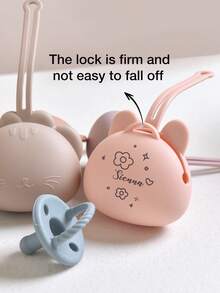 1pc Customized Silicone Pacifier Cover, Anti-Pollution, Anti-Lost, Portable, Cute Rabbit Shaped Pacifier Clip With Lanyard, Available Patterns Include Bear, Cloud, Rabbit, Crown, Bear Paw, Butterfly, Etc. - Multicolor - View 4