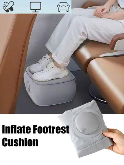Inflate Footrest Cushion, Inflatable Seat Cushion,Quick Press-To-Inflate Travel Foot Cushion, Without Air Pump, Ideal Portable Folding Foot Mat For Airplane, Foot Rest Pillow For Concerts, Camping, Fishing