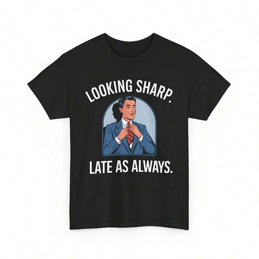Camiseta divertida para hombre, camiseta vintage divertida, "Siempre elegante, camiseta con gráfico retro", camiseta humorística para hombre, estilo clásico, regalo ingenioso - Negro - Ver 1