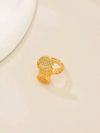 1 pièce Bague ouverte ajustable de style vintage asymétrique minimaliste à motif abstrait, mode européenne et américaine pour femmes