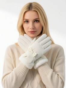 Rabbit Ear Decor Ski Gloves, Thick Warm Touchscreen Winter Ski Gloves, Suitable For Winter Sports Such As Skiing, Cycling, Hiking, Trekking - Multicolor - View 2