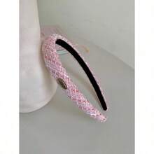 Elegant 1pc Spring/Summer Vintage Knitted Fabric Thin Hairband Tiaras,Hairband,Hair Hoop,Hair Accessories Headbands - Hồng - Xem 3