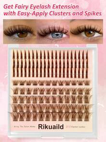 Rikuaild 8 Rows 120pcs Brown Lash Clusters With Spikes, Thick Single Brown Lash Clusters With Spikes, Natural Look Lash Clusters - D - View 4