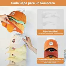 EstiloTendencia2PCS Organizador De Gorras De BéIsbol,Perchero De Pared Con Adhesivo Fuerte,Con Capacidad Para 20 Sombreros, Con Dos MéTodos De Montaje, Apto Para Guardarropas Y Gabinetes. (Negro)Calidad PremiumVersióN Mejorada - Blanco - Ver 5