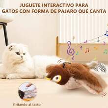EstiloInteractivo Flapping Pajarito Juguetes Para Gatos, Gato PáJaro Juguete, Peluche ExtraíBle De SimulacióN De PáJaro, Con Carga USB, Adecuado Para Que Los Gatitos Muerdan, Mastiquen Y PateenVersióN Mejorada