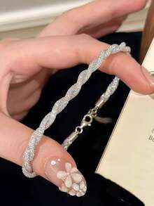 1 件复古扭曲锆石缠绕手链，极简主义奢华个性化配饰 - 手鍊 - 查看 9