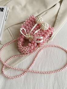 Mini Niche Pearl Design Casual French Chic Versatile Shoulder Bag, Suitable For Various Occasions, Travel - Pink - View 4