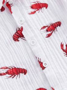 Baby Kids Boys Shorts Set Dinosaur/Bus/Crayfish Print Short Sleeve Shirt With Elastic Waist Shorts Toddler Set Summer Outfit - 白色 - 查看 4