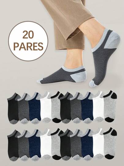 10/20 pares calcetines tobilleros de colores lisos,transpirables y cómodos, calcetines cortos para el uso diario.