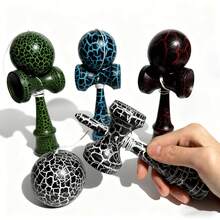1pc Kendama Sword Ball Toy, Unisex Colorful Cracked Wooden Balance Training Equipment, Outdoor Leisure Skill Development Set, Random Cracked Pattern - Multicolor - View 5