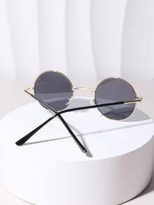 1 Pair Men's Retro Stylish Gold-Rimmed Round Glasses, Fashion Accessory - Multicolor - View 3