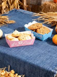 40 hộp bỏng ngô tiết lộ giới tính, hộp bỏng ngô hình thuyền, màu xanh và hồng cho tiệc tiết lộ giới tính, hộp đựng đồ tráng miệng trang trí tiệc chào đón em bé - Nhiều màu - Xem 10