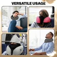 AWYYPremium Memory Foam Travel Neck Pillow With Hood And Face Cover For Privacy - Ergonomic Design For Sleeping On Plane Bus Train Office Dark Gray - DarkGrayBlack - View 5
