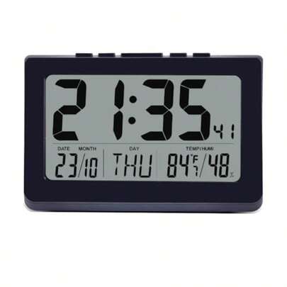 HAWTMultifunctional Digital Alarm Clock Large HD Display Time Date Day Temperature And Humidity Battery Operated Snooze Function Easy-Set Top Buttons Alarm Clocks For Bedrooms And Digital Wall Clock