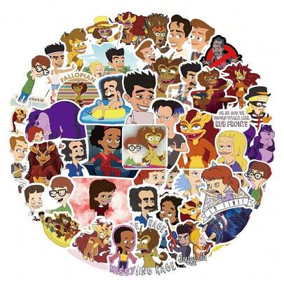 50Pcs Big Mouth Merchandise Stickers Pack,Cute Cartoon Vinyl Waterproof Graffiti Stickers For Water Bottle,Skateboard,Laptop,Phone,Car Decals For Adults For Party Supply DIY,Big Mouth