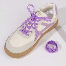 1 Pair 0.5CM Wide Fashionable Colorful Wave Edge S-Shaped Shoelaces 120CM, Suitable For Sneakers, Casual Shoes, Dress Shoes, Sold Separately From Shoes - Violet Purple - View 6