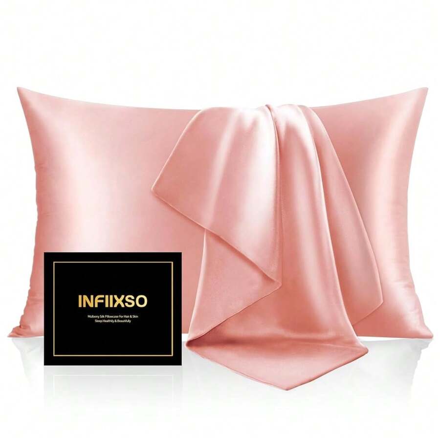 INFIIXSO Silk Pillow Cases 2 Pack Standard Size, Ultra Smooth & Soft Mulberry Silk Pillow Case For Hair And Skin, Breathable Cooling Silk Pillowcase With Hidden Zipper (Blush Pink, 20x26 Inches),2PackStandard(20inchX26inch),BlushPink - 腮紅粉色 - 查看 1