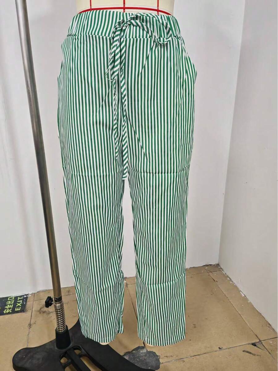 独立日，毕业季，哈林裤，女士条纹阔腿休闲裤，高腰，舒适时尚，适合所有季节的女装，带有侧条纹细节，优雅的女士裤子，带口袋