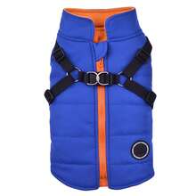 Small Dog Winter Clothes With Harness Vest, Pet Warm Padded Coat