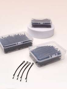 50/100/150个装黑色金属弯头发夹，女士及女孩适用，防滑发夹，适合各种发质，日常佩戴及造型，发饰，头部饰品，女士发饰，发夹 - 黑色 - 查看 2