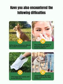 حقيبة تنظيف الحيوانات الأليفة مع موزع (كيس براز الكلاب) - 15 عبوة، مقاومة للتسرب بشكل محسن، سهلة الحمل للخارج