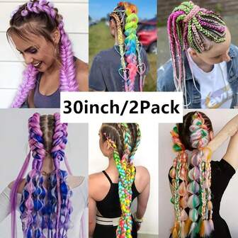 30-Inch 2 Packs Long Ponytail Wig Synthetic Hair With Elastic Bands For Women, Cosplay, Photoshoots, Everyday - Secure Hold Braided Hairstyle, All Ethnicities - Fashion Hairpiece, Hair Wig, Cosplay Accessory, Easy Style Hairpiece,Costume 30-Inch Long Ponytail Wig Synthetic Hair With Elastic Bands For Women
