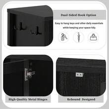 MERAX 55.1''Storage Sideboard With 4-Doors,Multi Functional Buffet With Open Shelf And 2-Tiers Adjustable Shelves,Modern Cabinet With Double Hooks,Suitable For Living Room, Hallway, Dining,Office, Black - 黑色 - 查看 8