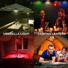 HONWELL Luces LED para exteriores para sombrilla iluminacion de sombrilla con mando a distancia RF funciona con pilas iluminacion inalambrica para sombrilla de mesa camping jardin - NegroB - Ver 4